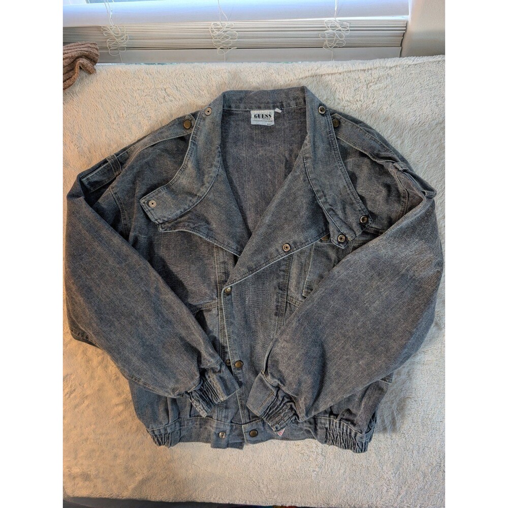 Guess Denim Jean Jacket Men's Gray Button Up Collared